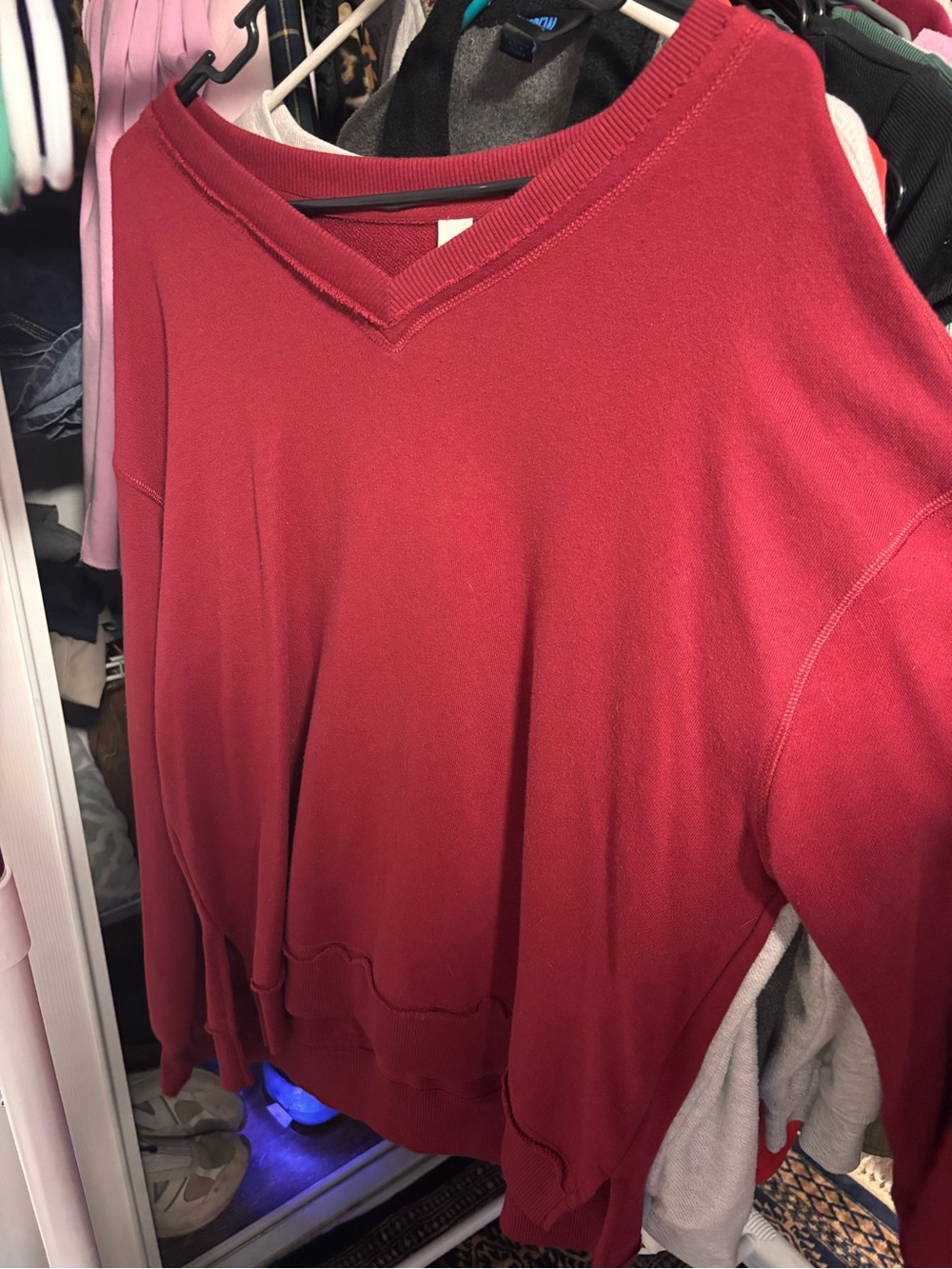 90 Degree By Reflex Women's Red V-Neck Pullover Sweater
